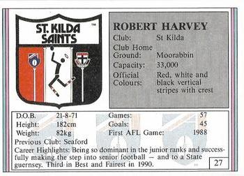 1992 AFL Regina #27 Robert Harvey Back
